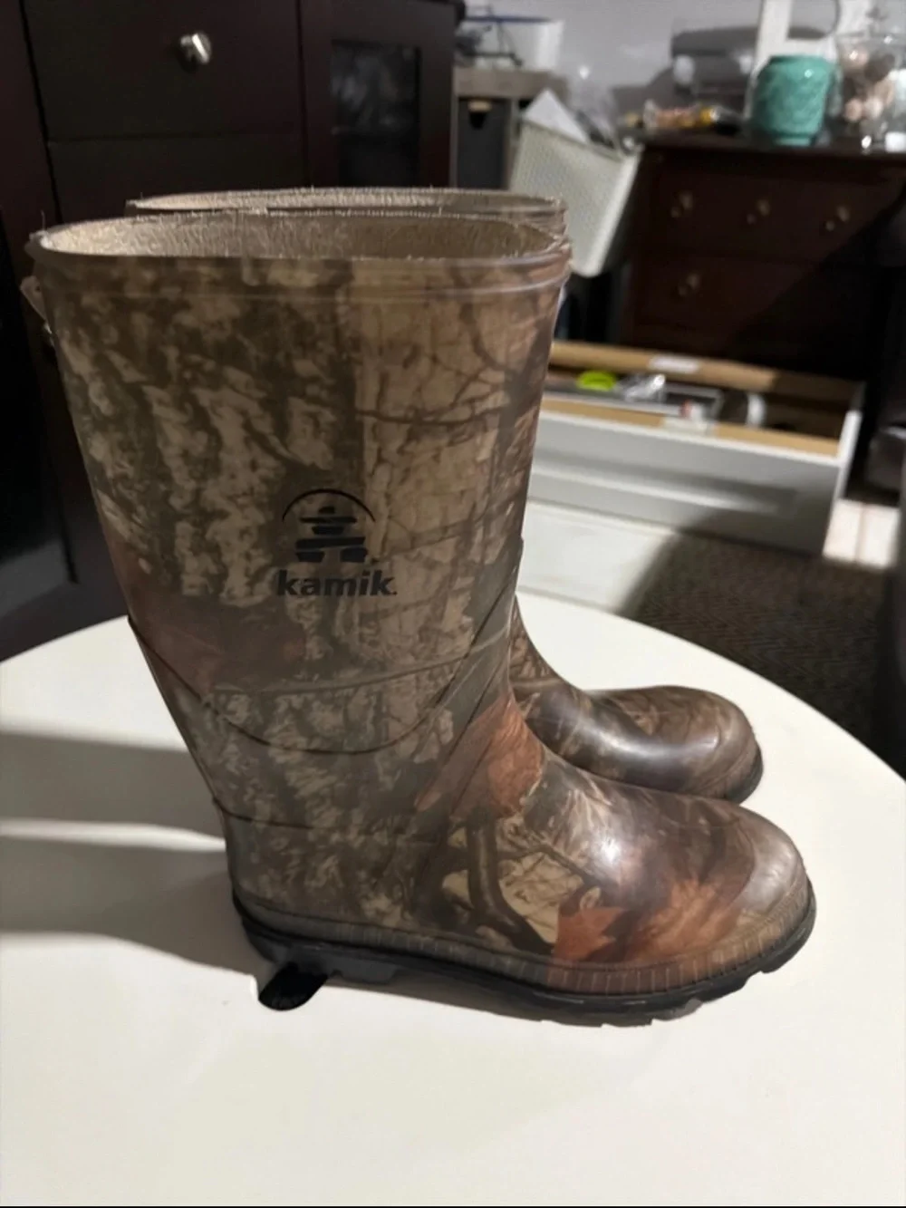 Kamik Brown and Tan Camouflage Hunting Rain Boots